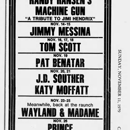 Prince (November 11, 1979) – Scheduled at the Roxy Theatre, Los Angeles