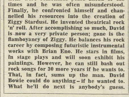 David Bowie: "An Appreciation By Tony Visconti" Article (1979)