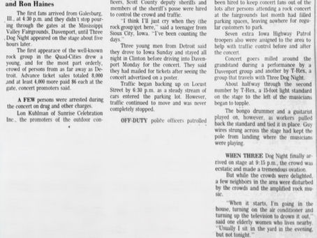 Three Dog Night & T. Rex (August 21, 1973) – “12,000 At Rock Concert” Feature – Quad‑City Times / Times‑Democrat