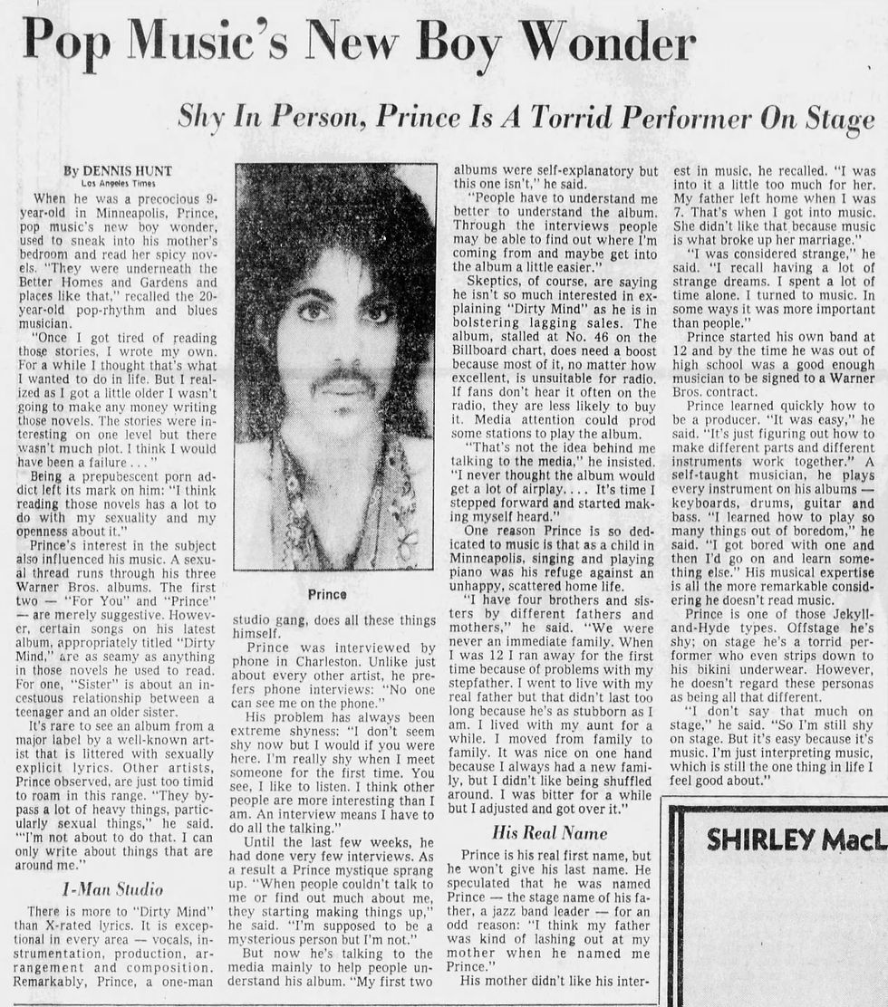 Prince (December 26, 1980) “Pop Music’s New Boy Wonder” – The Charlotte Observer