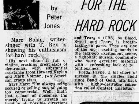 Marc Bolan (August 21, 1971) – “Marc Goes for the Hard Rock” Feature – South Wales Argus