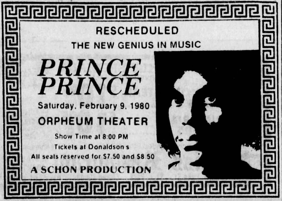 Prince (February 3, 1980) – Orpheum Theater Concert Advertisement