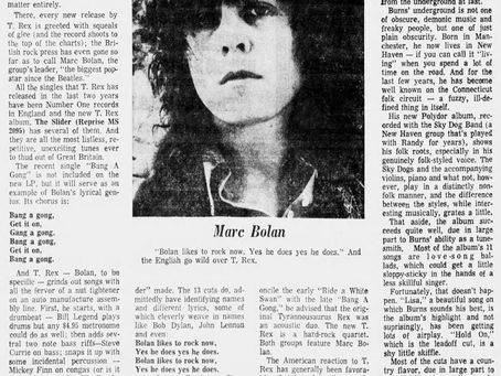 T.Rex: (August 19, 1972) “T. Rex: A New Simplemindedness” - Hartford Courant