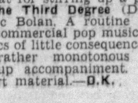 Marc Bolan (June 4, 1966) "The Third Degree" Single Review – Lancashire Evening Telegraph (UK)