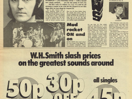 Alvin Stardust (July 6, 1974) "Aye, aye, Stardust is back" – Disc Music Paper Singles News Feature