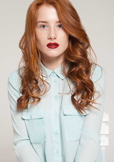 Model in Mint Button Up Shirt