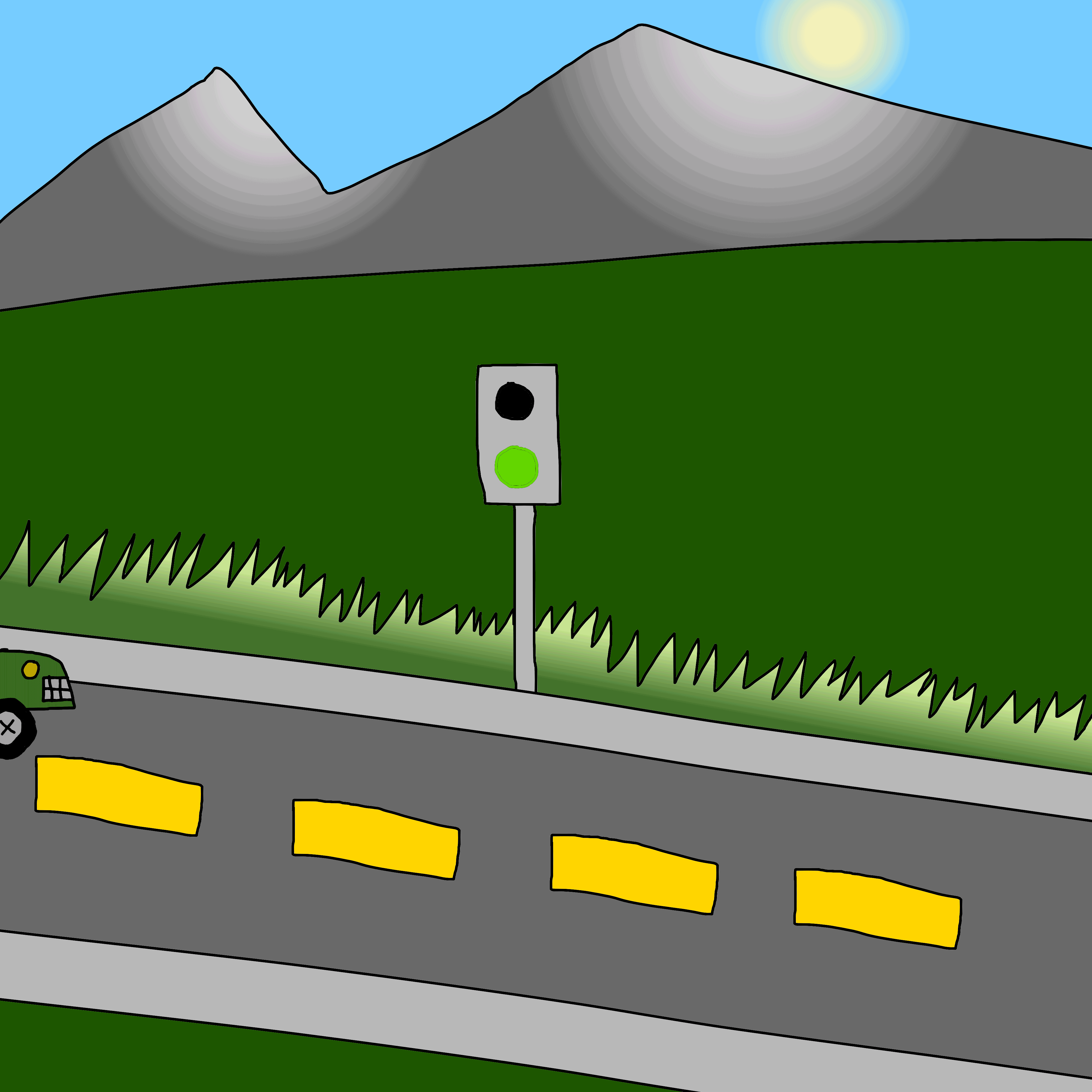 An animated GIF of Lud the Aurochs in a car. Done in Adobe Photoshop.