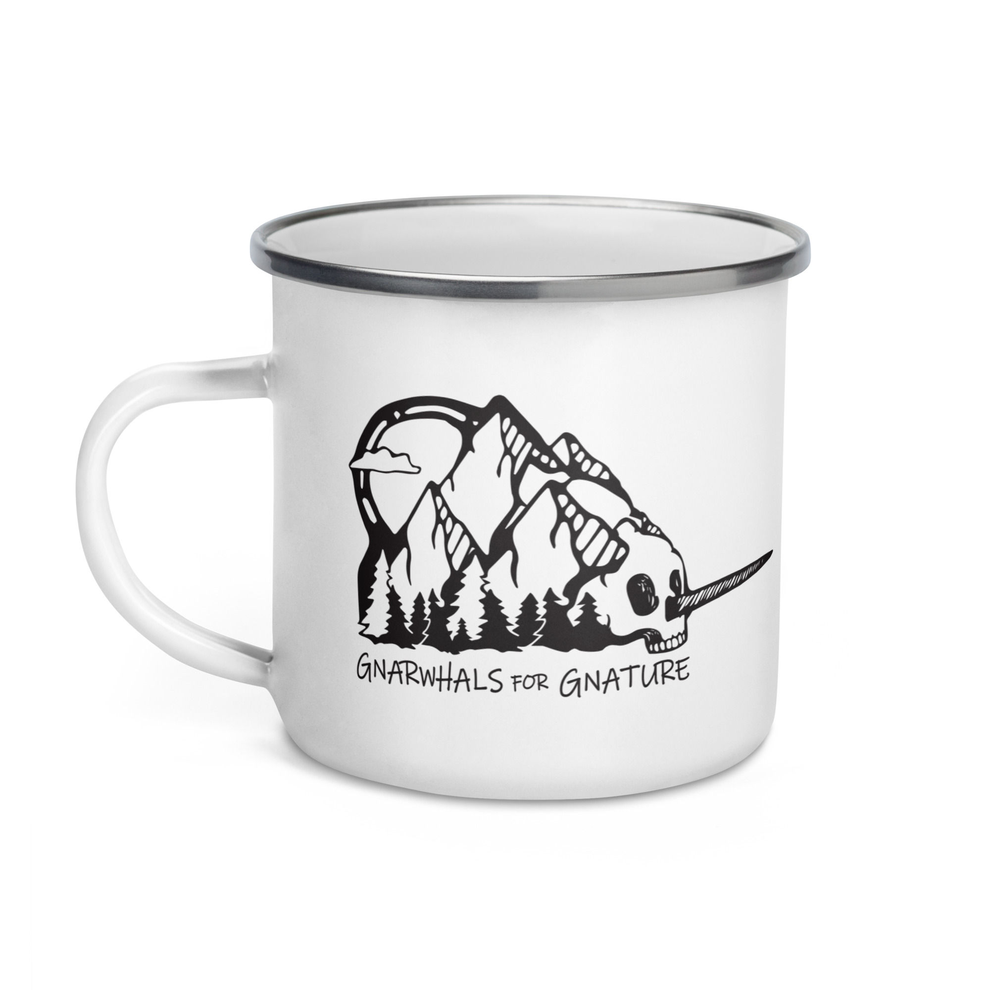Mountain Gnarwhal Skull Enamel Mug