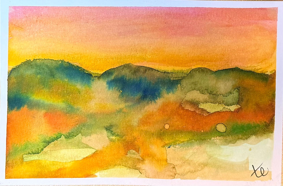 Eye-level view of an abstract painting inspired by nature