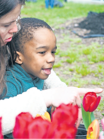 Planting Flowers in the Community for Earth Day