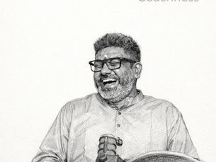 Sketch of a smiling man with glasses, speaking into a microphone. Text "Coachness" in corner. Background is plain. Mood is joyful.