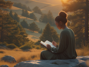 a woman self reflecting