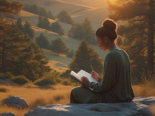 a woman self reflecting