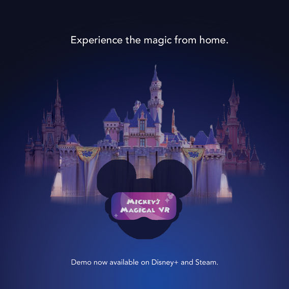 Concept digital ad for a Disney themed VR program with the logo and Disney Parks Castles.
