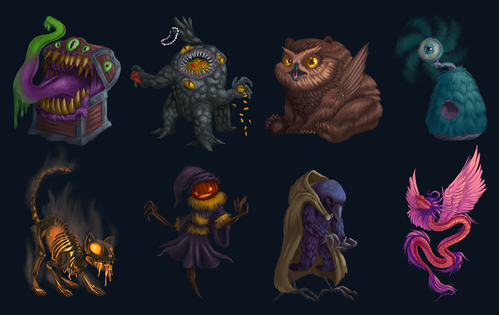 Various fantasy creatures and monsters.