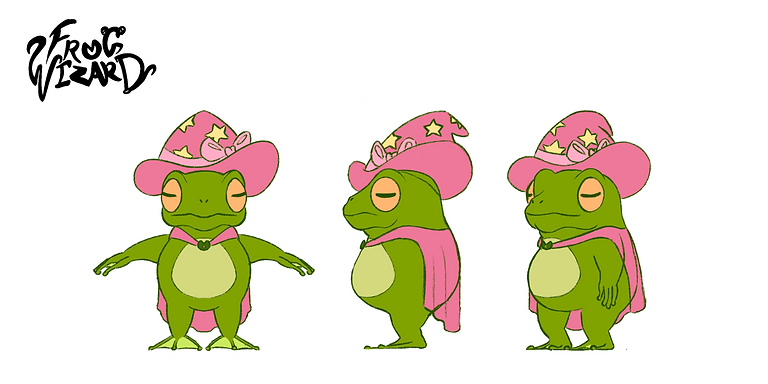 2D turnaround of a frog wizard.