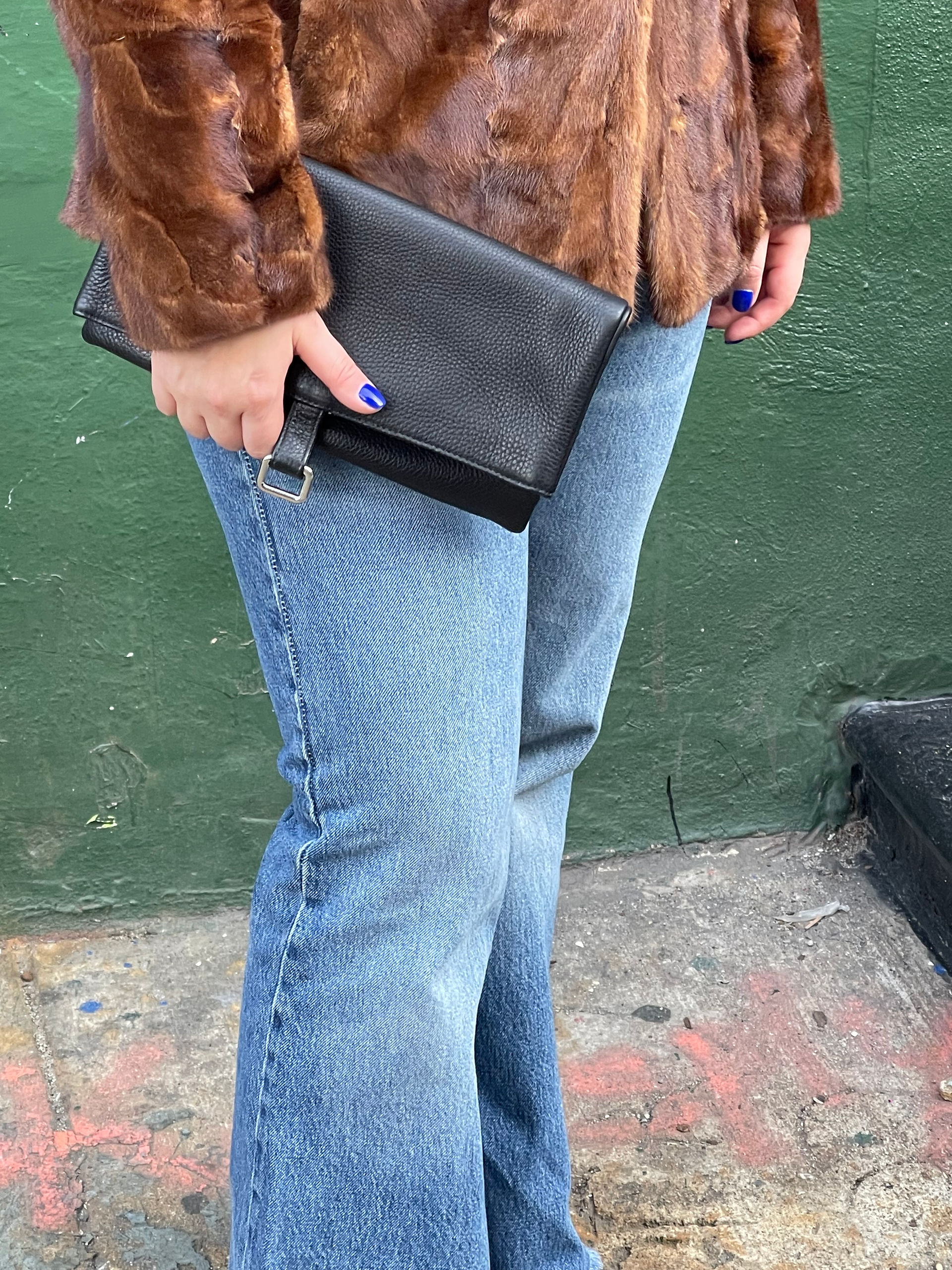Black Leather Clutch