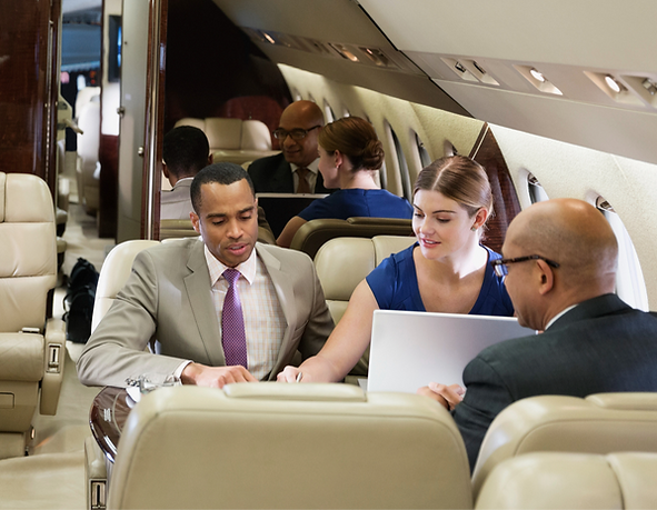 Business people on private jet
