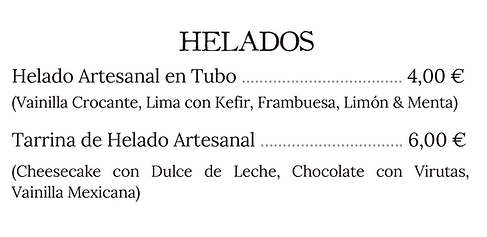 Carta Atelier House Helados