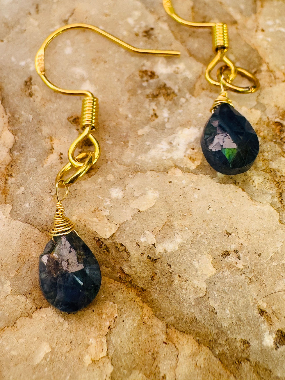 Thumbnail: Blue Sapphire Gemstone Drop Earrings