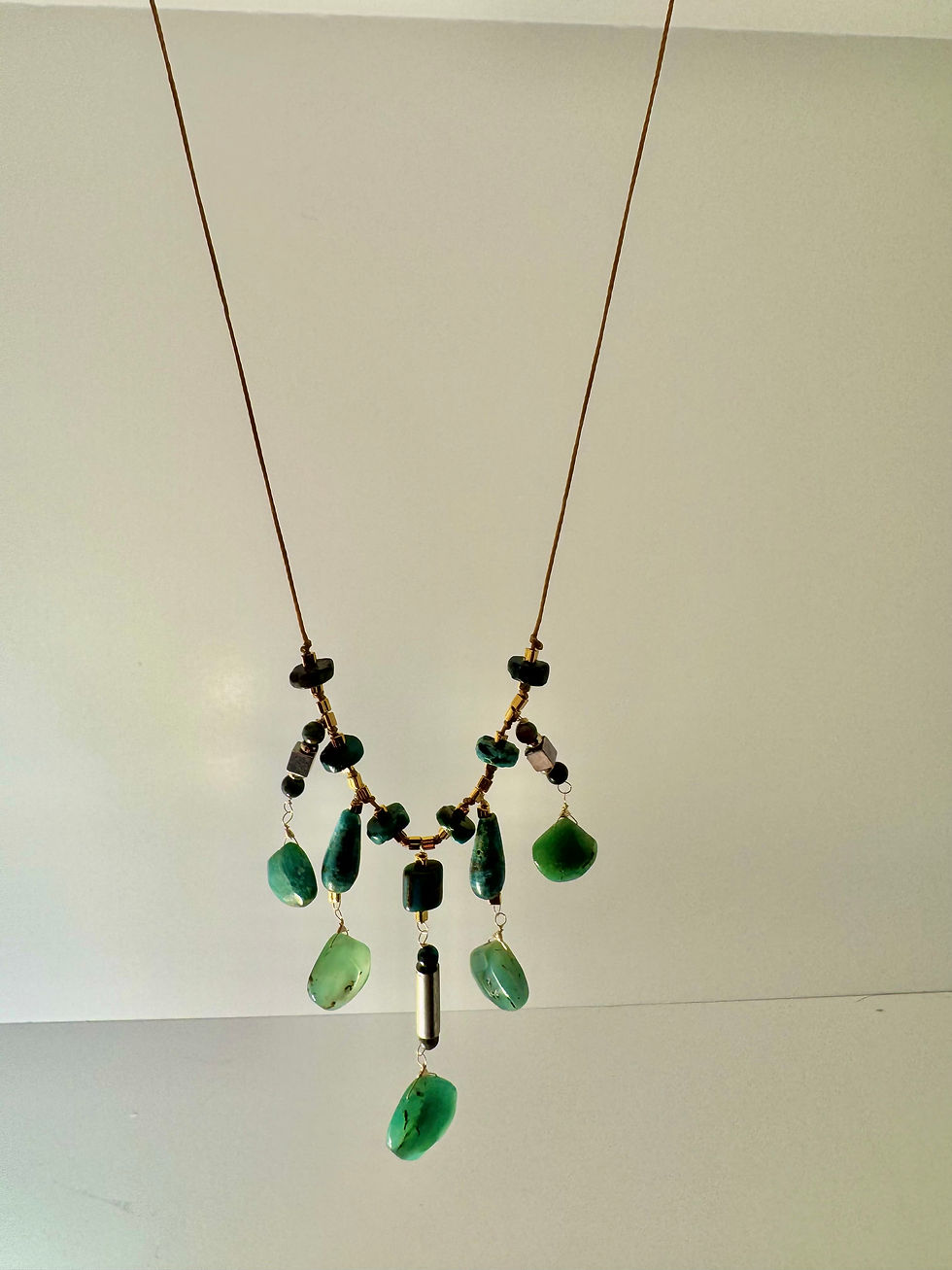 Thumbnail: Chrysoprase and Turquoise Cascade Necklace