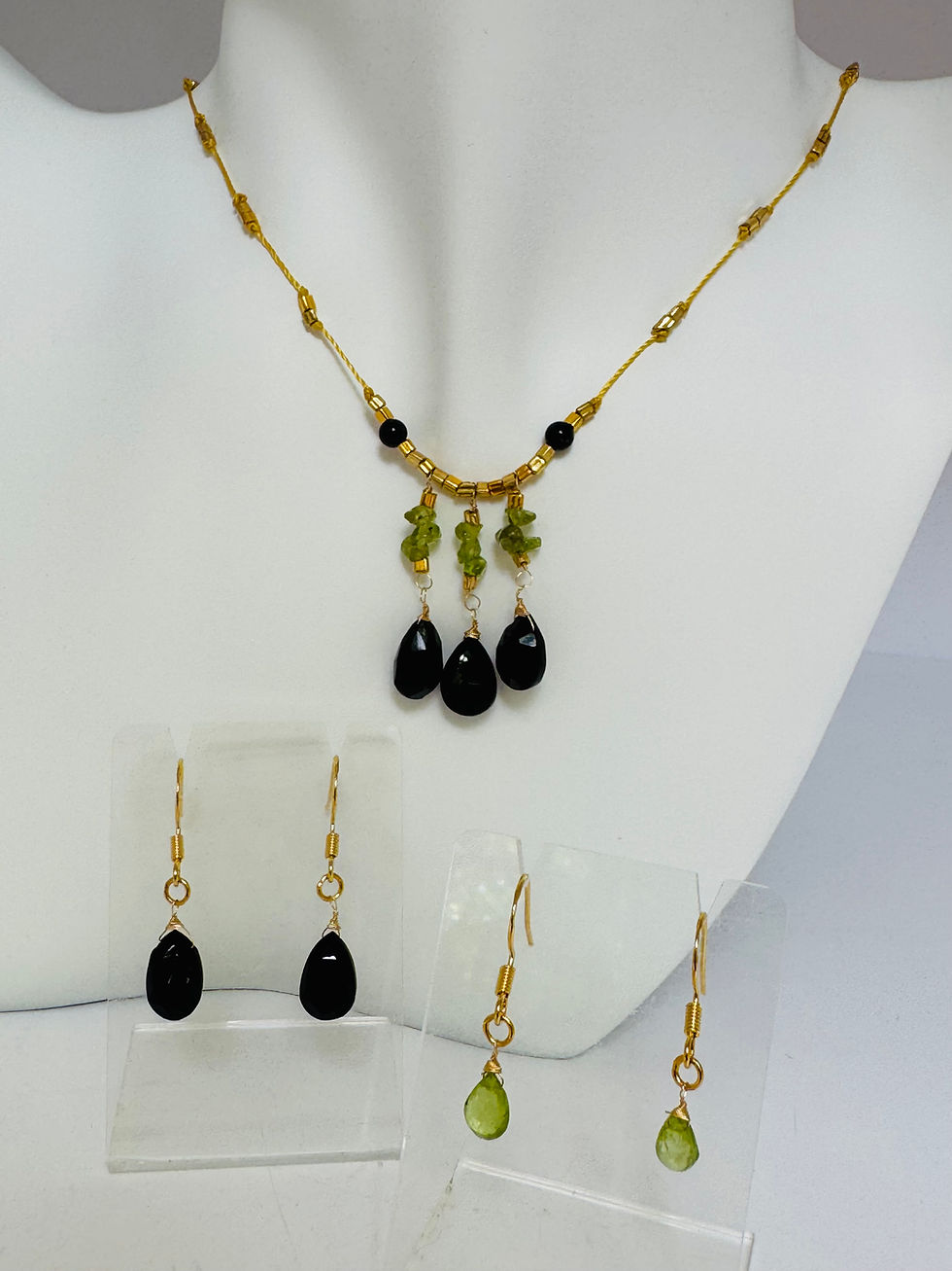 Thumbnail: Black Onyx Gemstone Drop Earrings