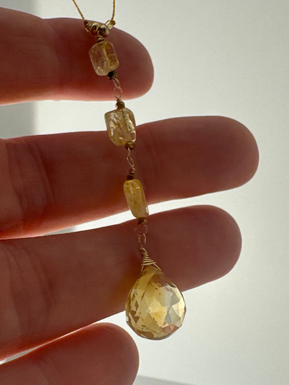 Thumbnail: Citrine Single Drop Pendant Necklace