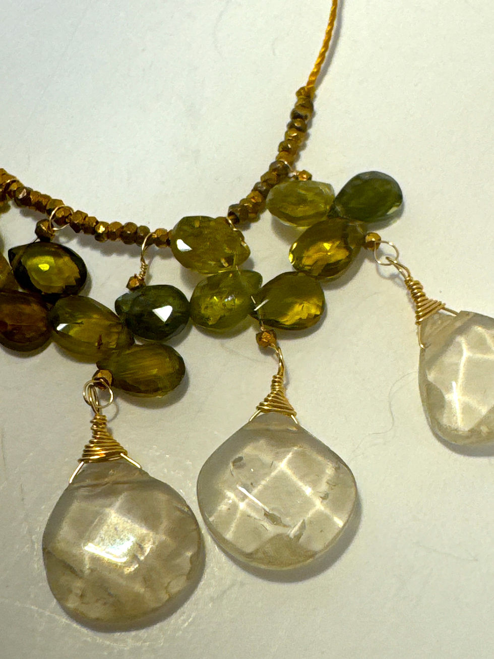 Thumbnail: Citrine & Green Tourmaline Flower Drop Necklace