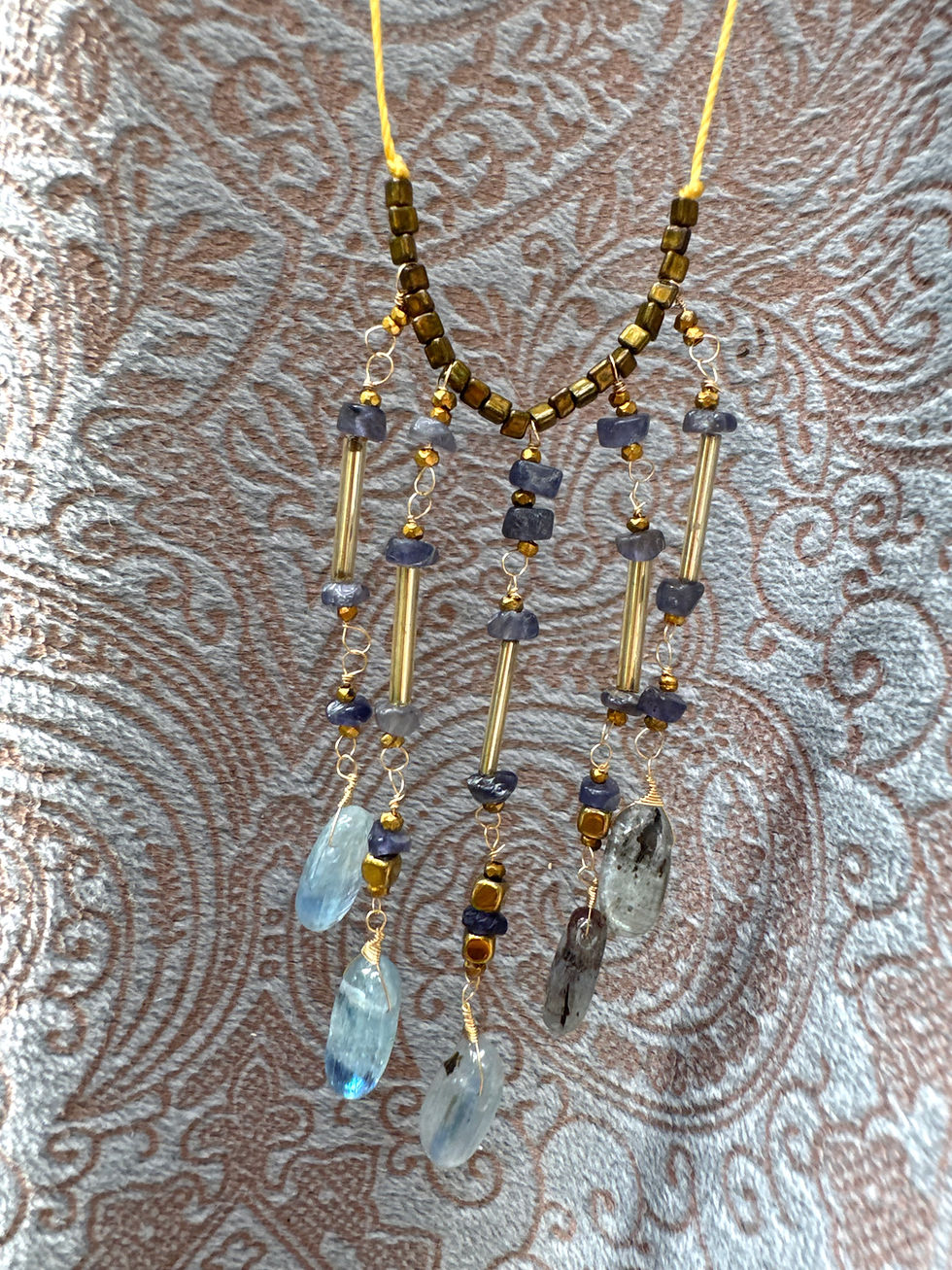 Thumbnail: Oval Kyanite and Iolite Cascade Necklace