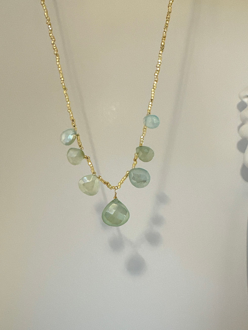 Thumbnail: Teal Chalcedony Pendant Dainty Layering Necklace
