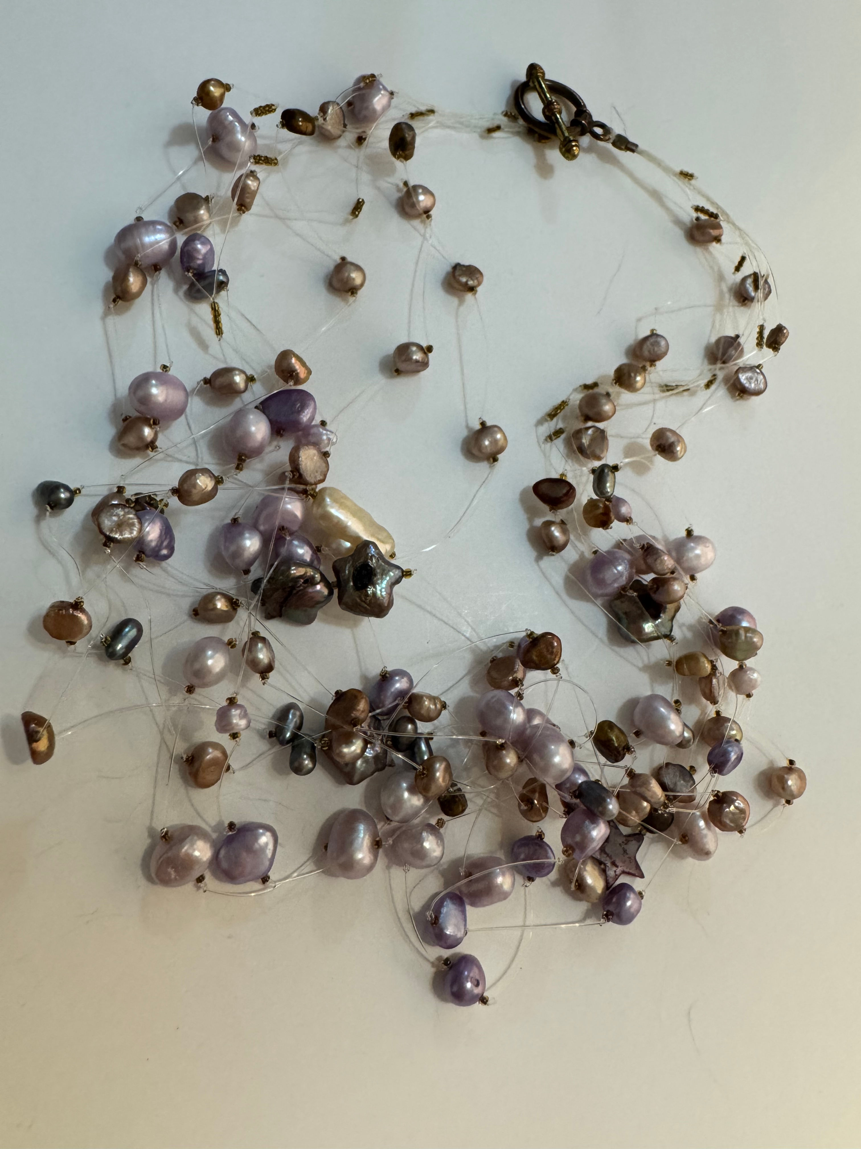 Pink Fresh Water Pearl Cluster Necklace