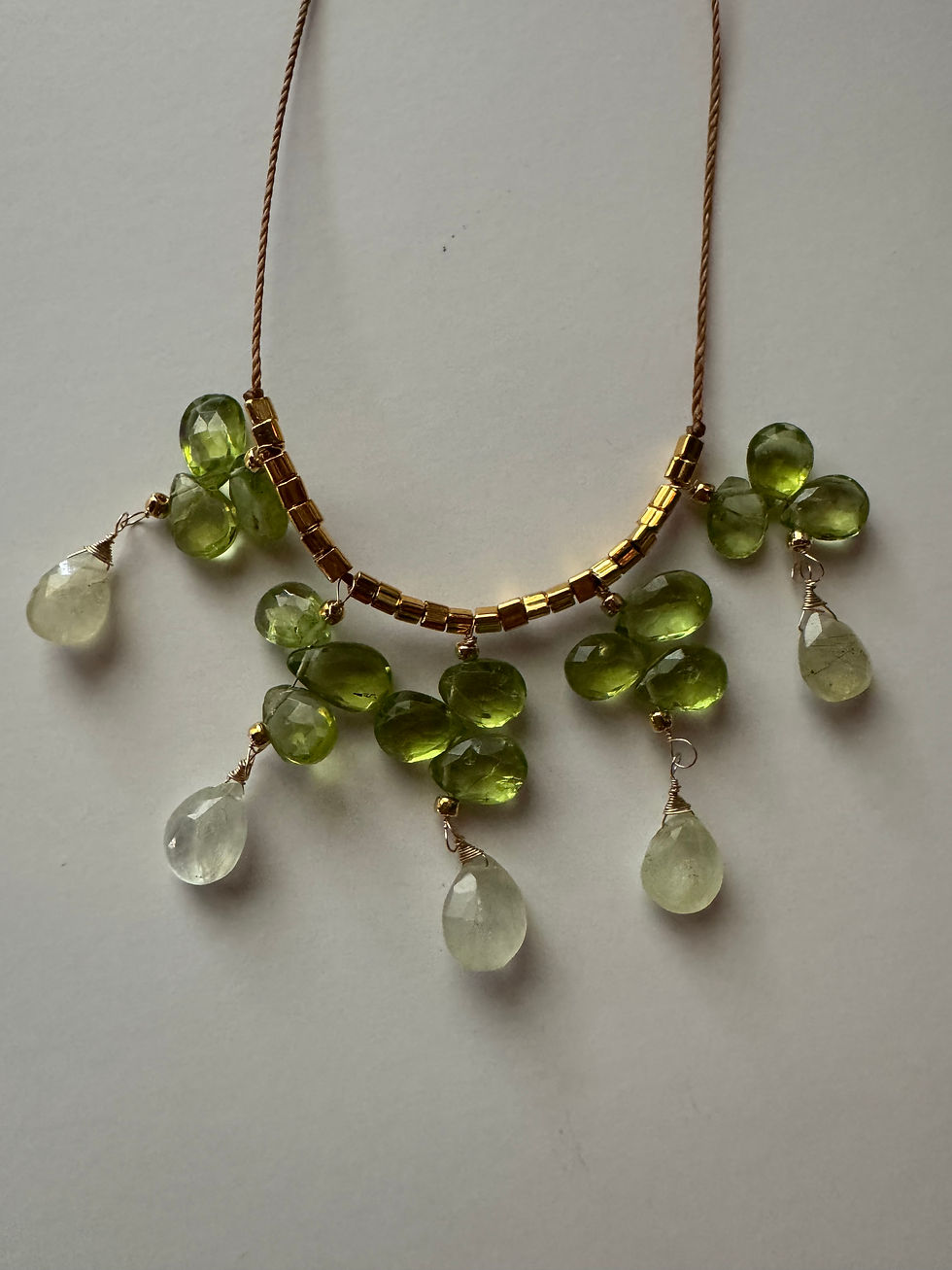 Thumbnail: Rainbow Moonstone and Peridot Flower Drop