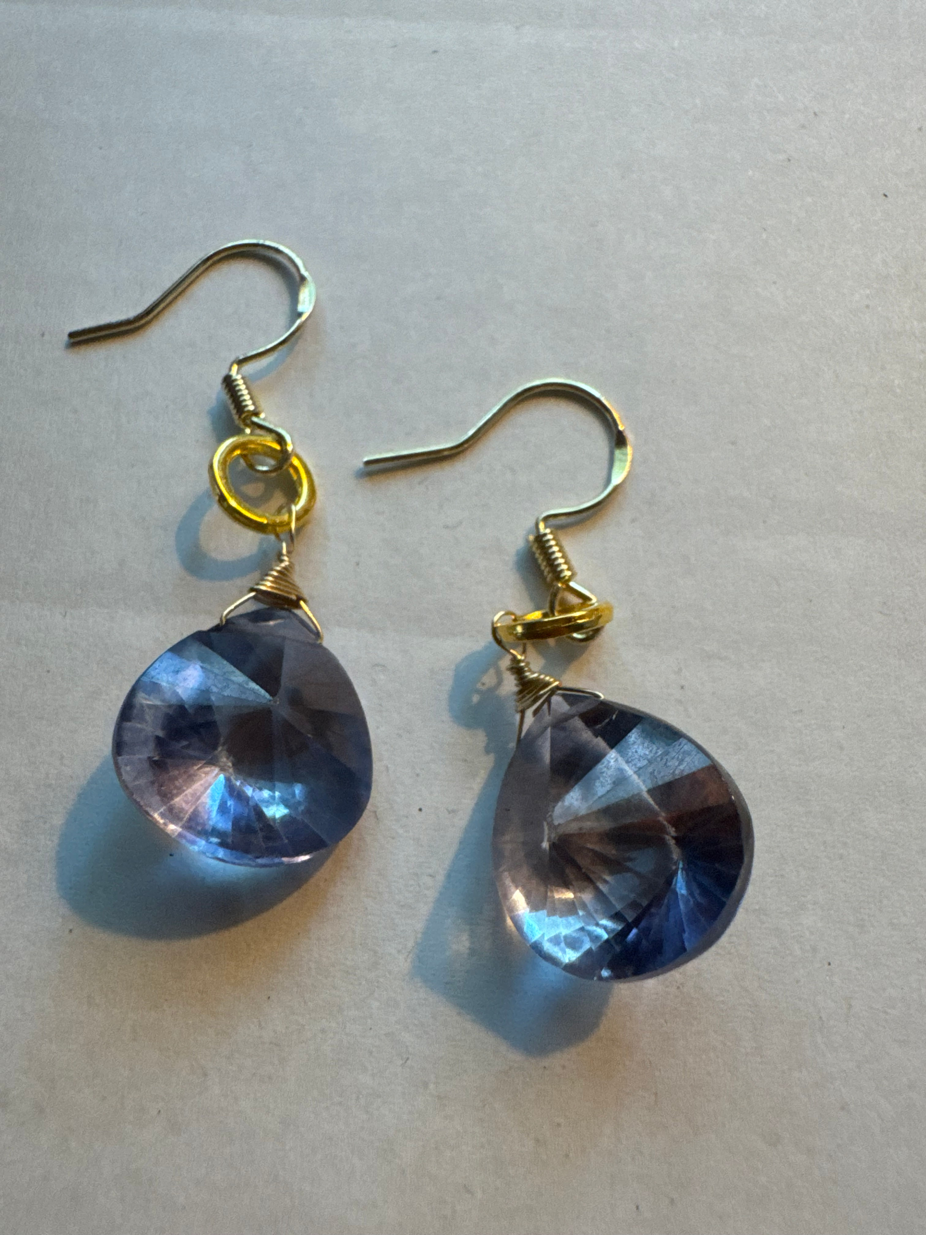 Iolite faceted Gemstone Drop Earrings