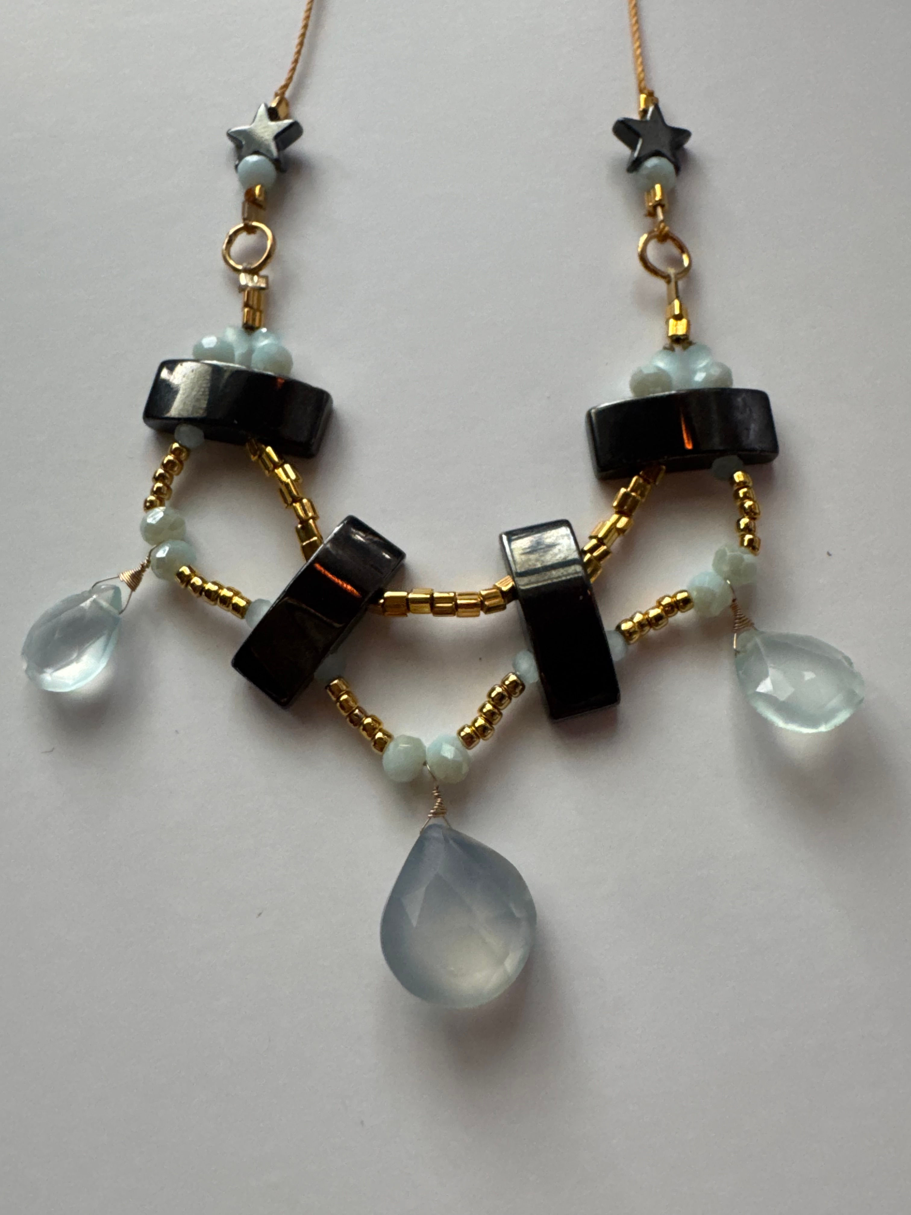 Chalcedony and Hematite Festoon