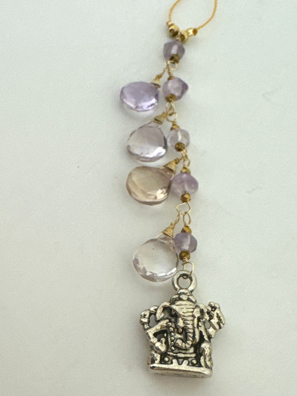Thumbnail: Ganesha, Ametrine & Amethyst Single Drop Pendant Necklace