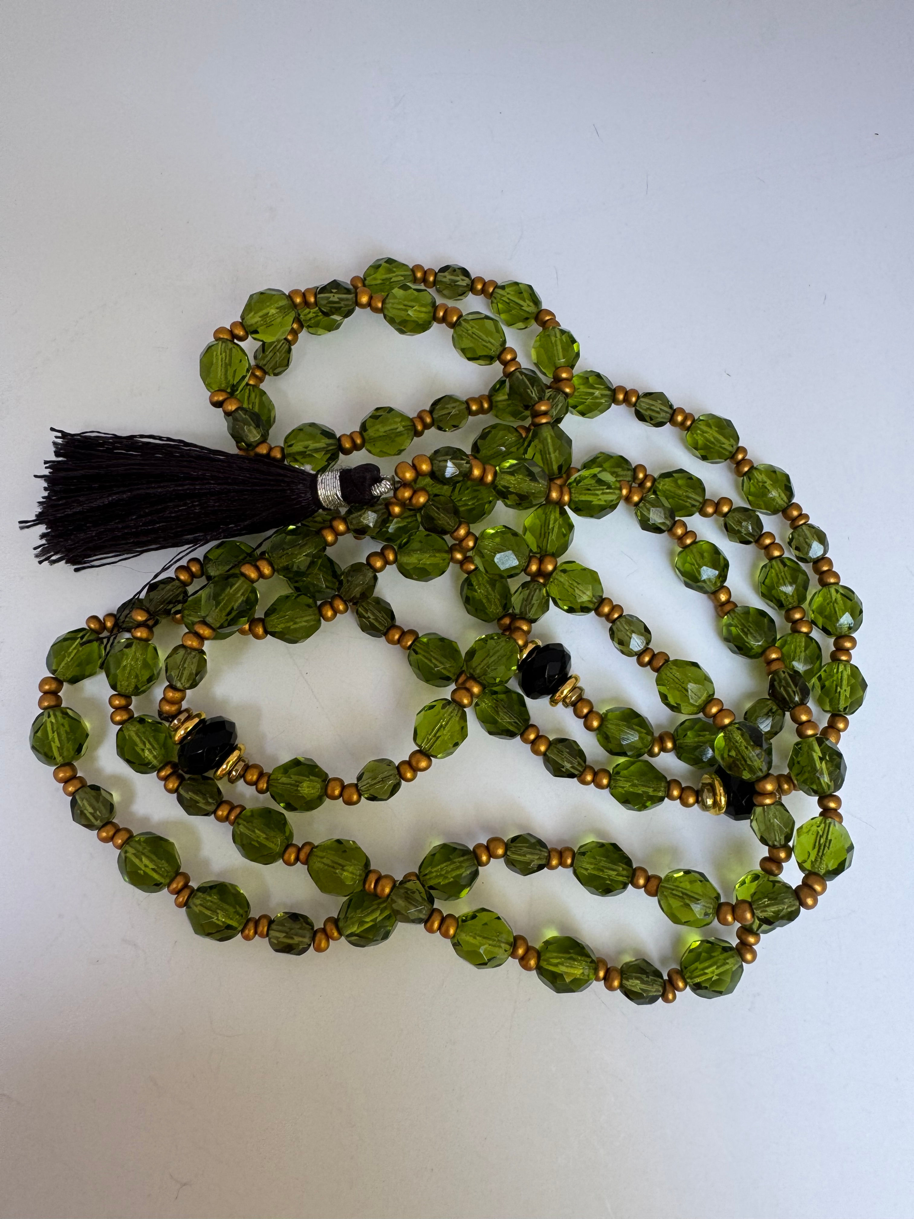 Olivine Mala with Black Onyx Mala