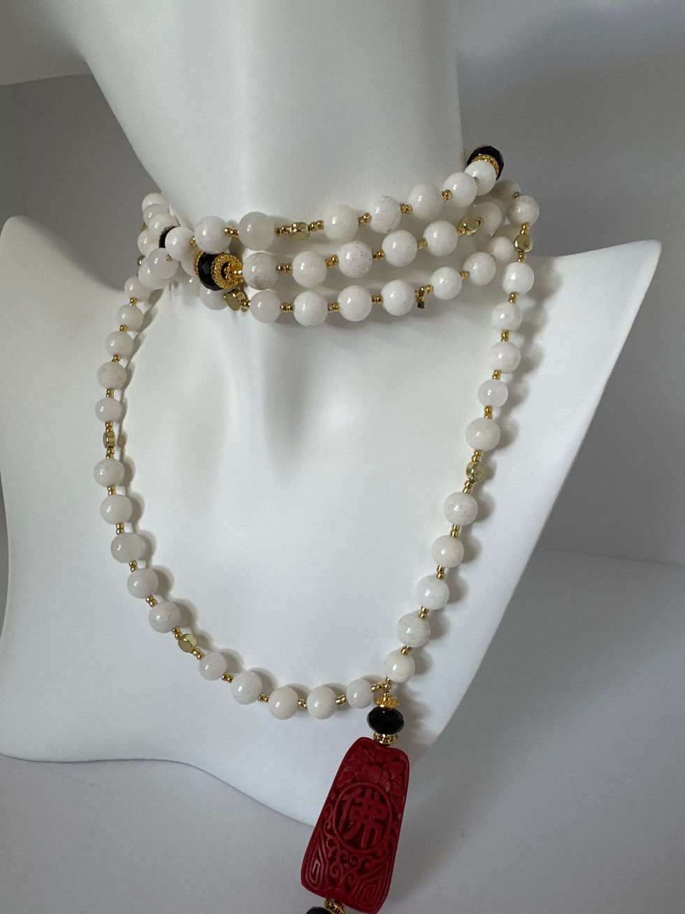 Thumbnail: Milky Quartz and Cinnabar Mala