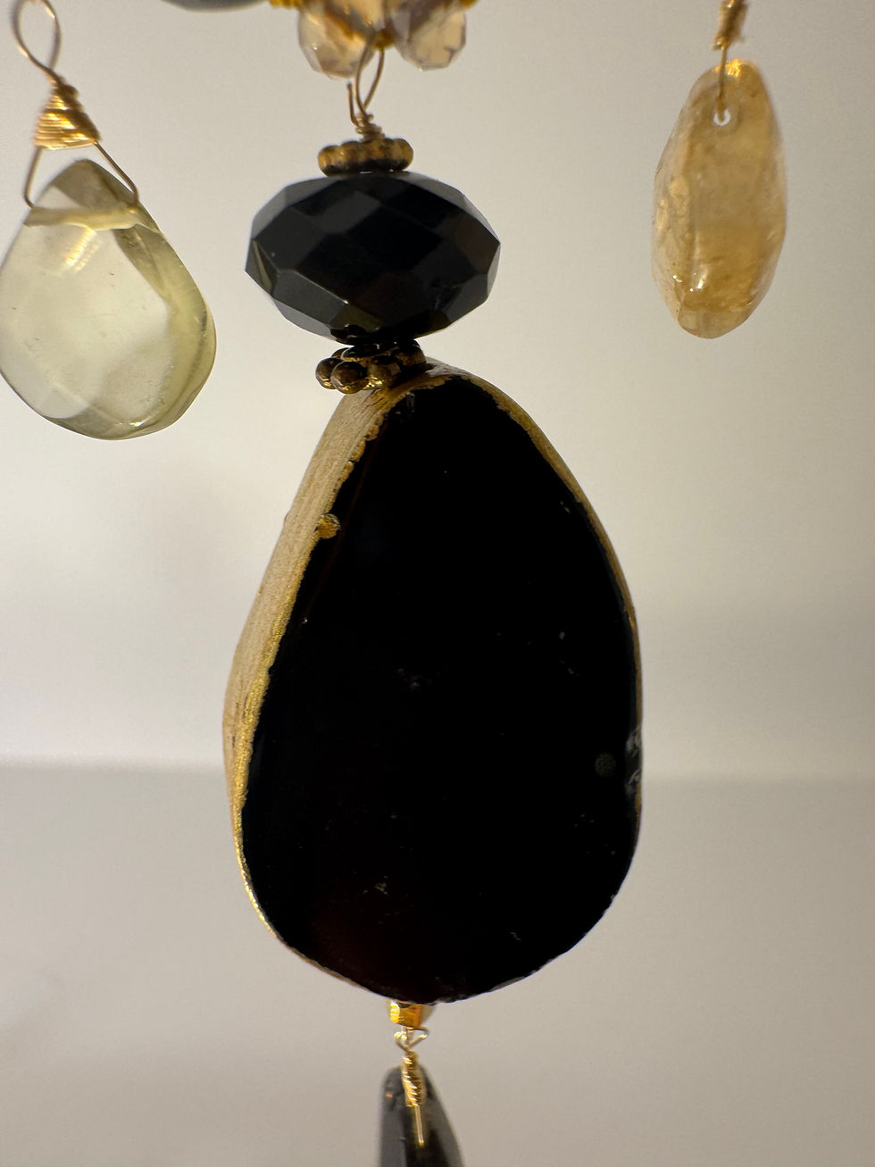 Thumbnail: Smoky Quartz, Citrine, Czech Crystals and Black Onyx Cascade Necklace