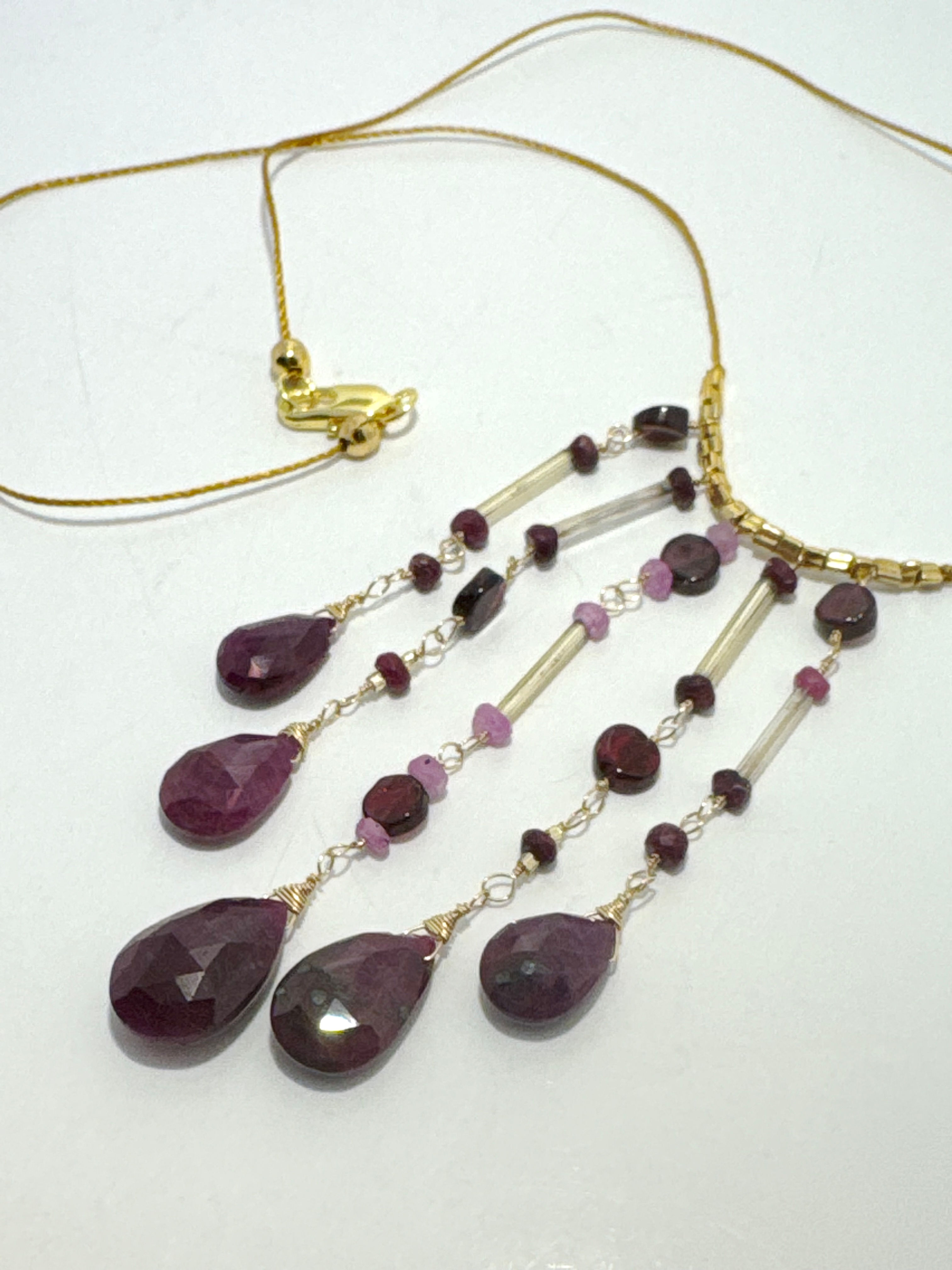 Ruby & Pink Sapphire 5‑Strand Cascade Necklace