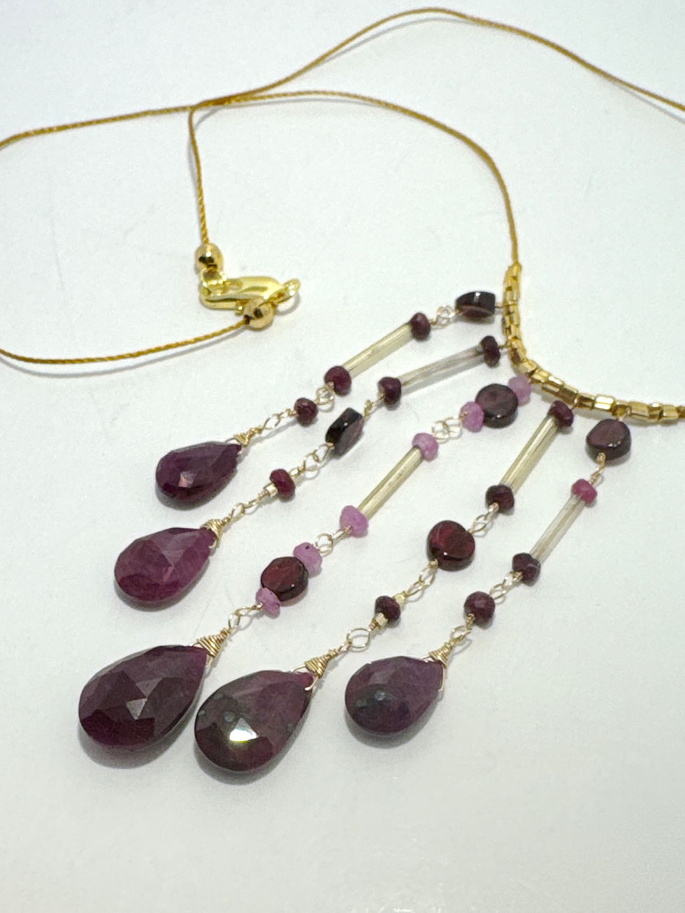 Thumbnail: Ruby & Pink Sapphire 5‑Strand Cascade Necklace