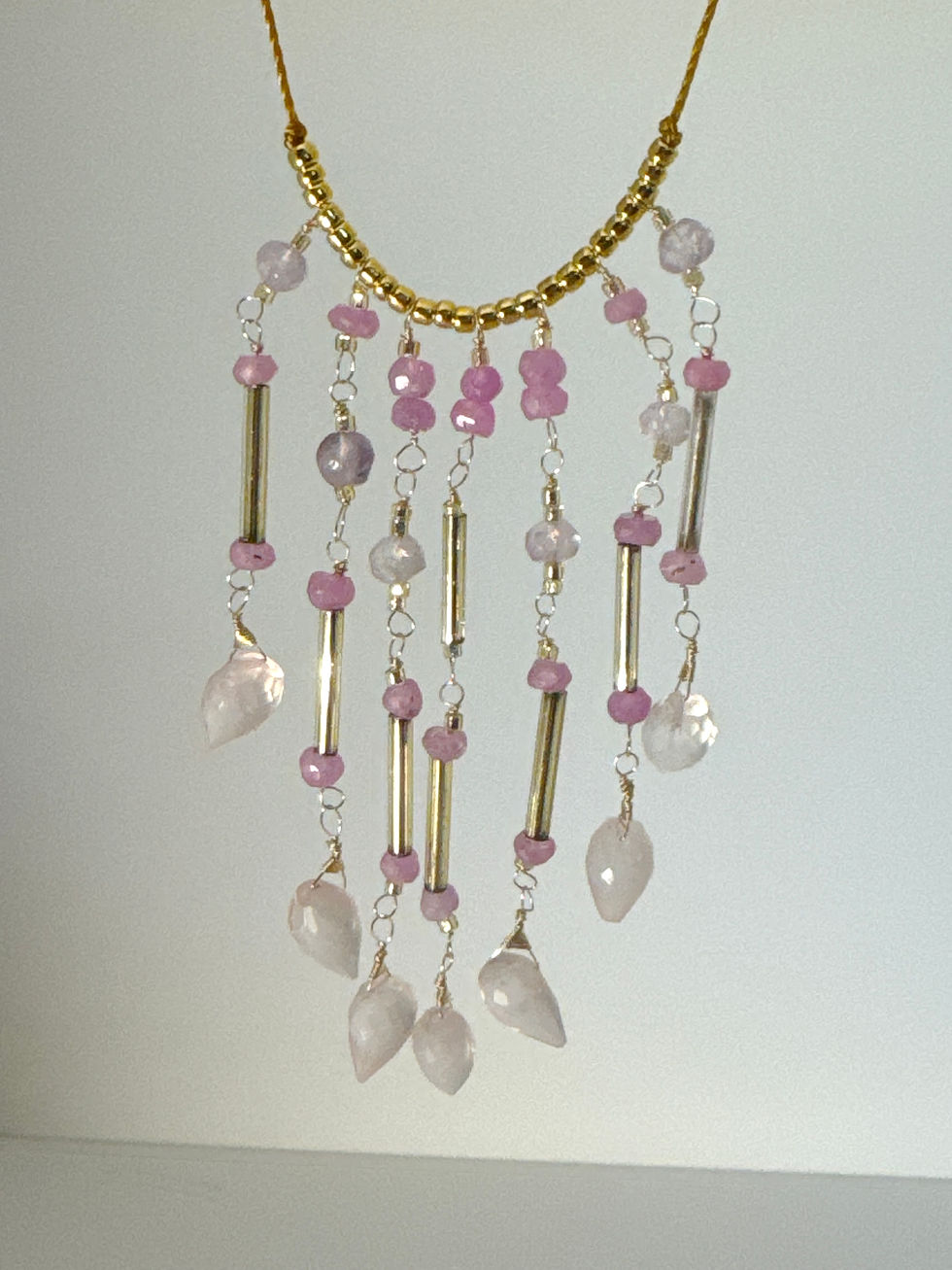 Thumbnail: 7-Strand Rose Quartz Cascade Necklace