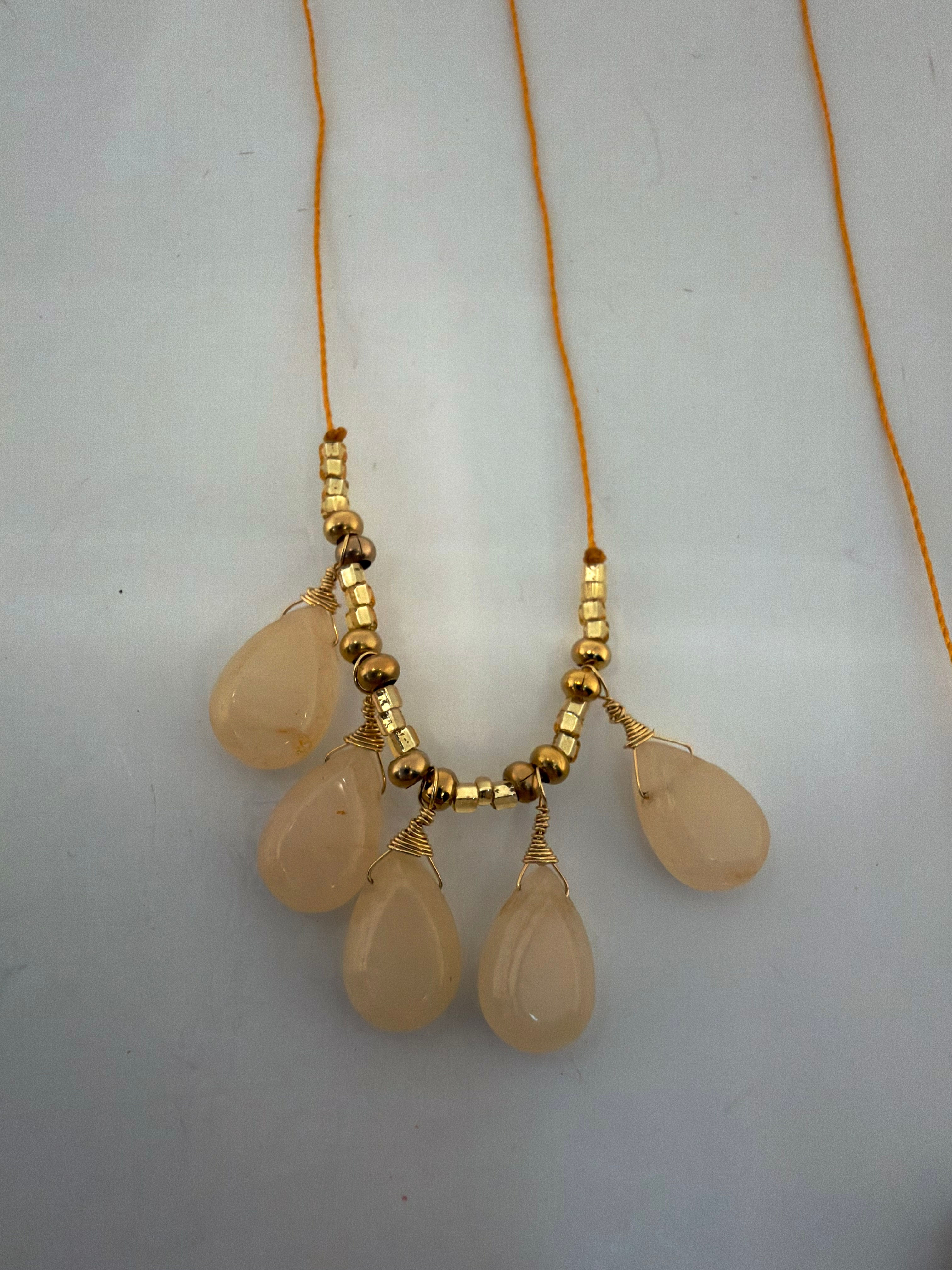 Short Drape Peach Opal Necklace