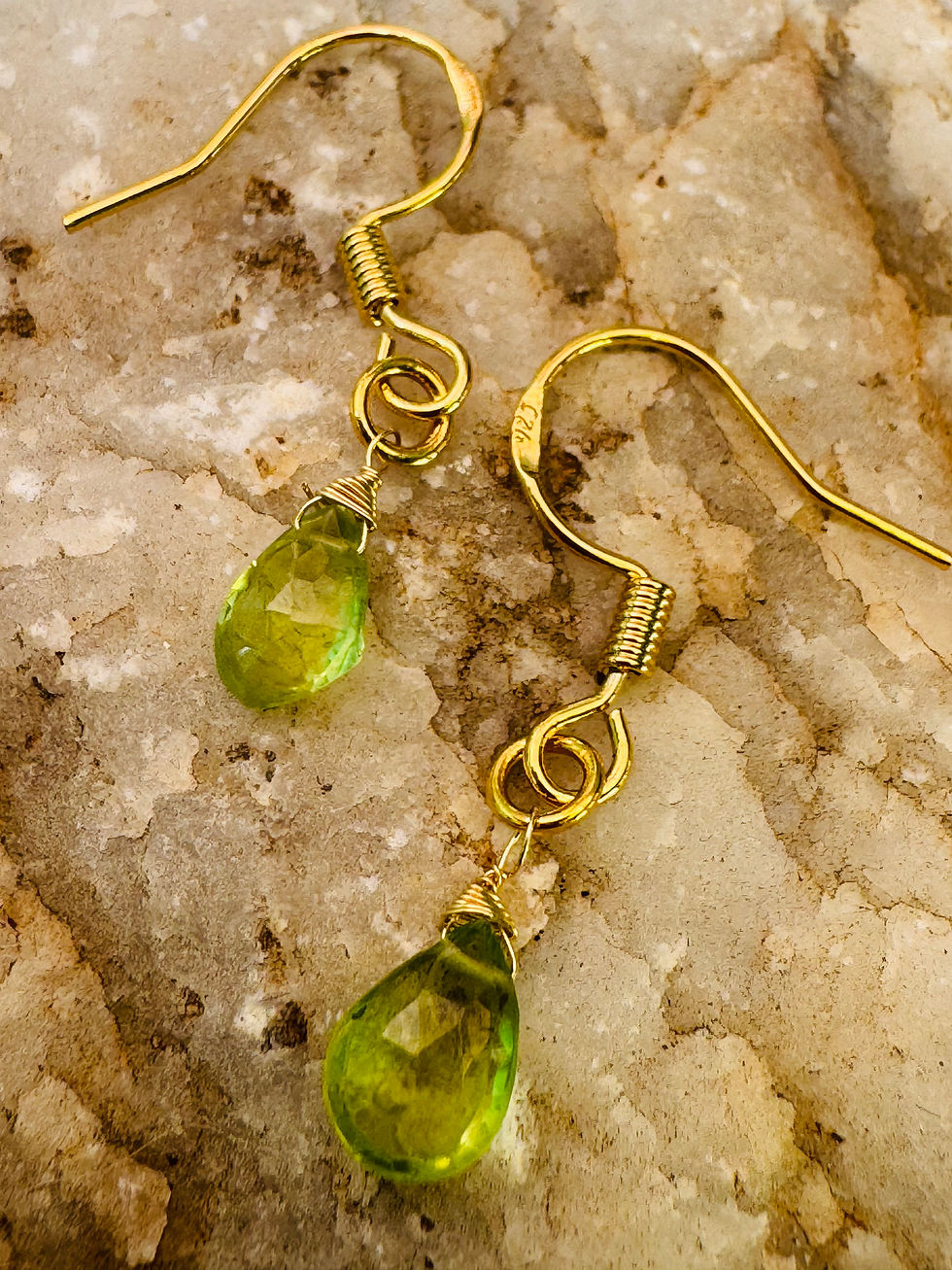 Thumbnail: Peridot Gemstone Drop Earrings