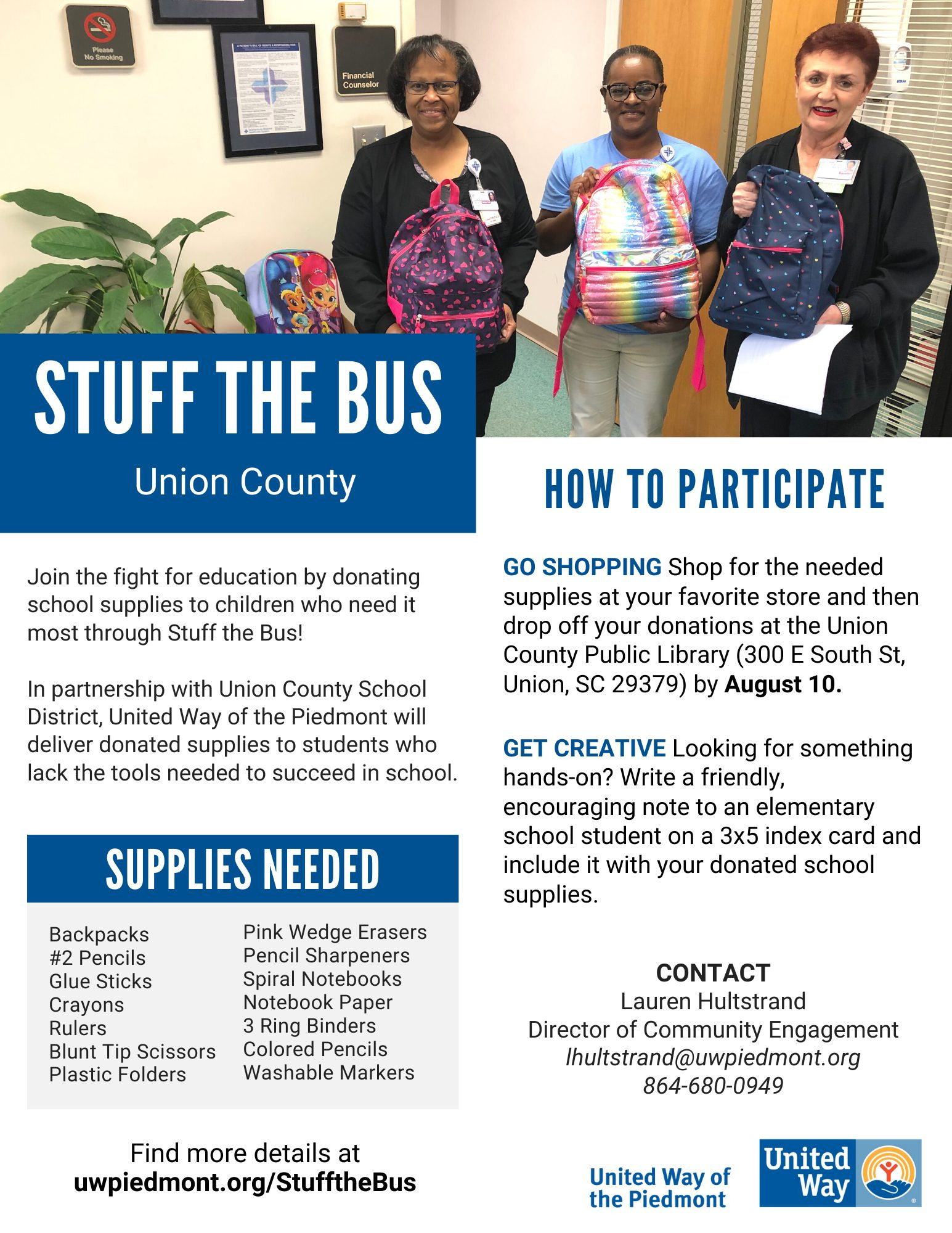 Arthur State Bank Joins United Way's Stuff the Bus Campaign