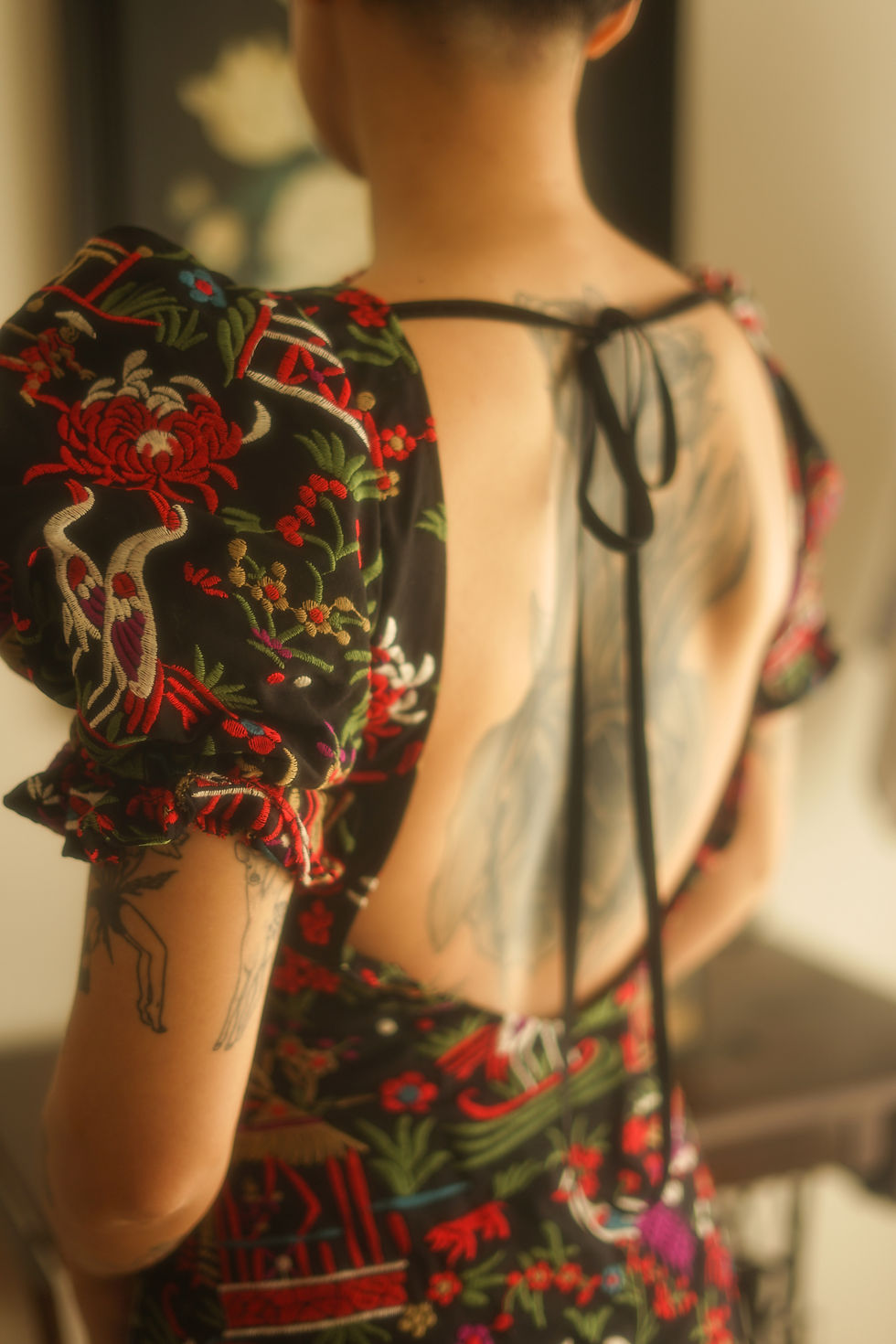 Thumbnail: Scarlett dress black embroidery 
