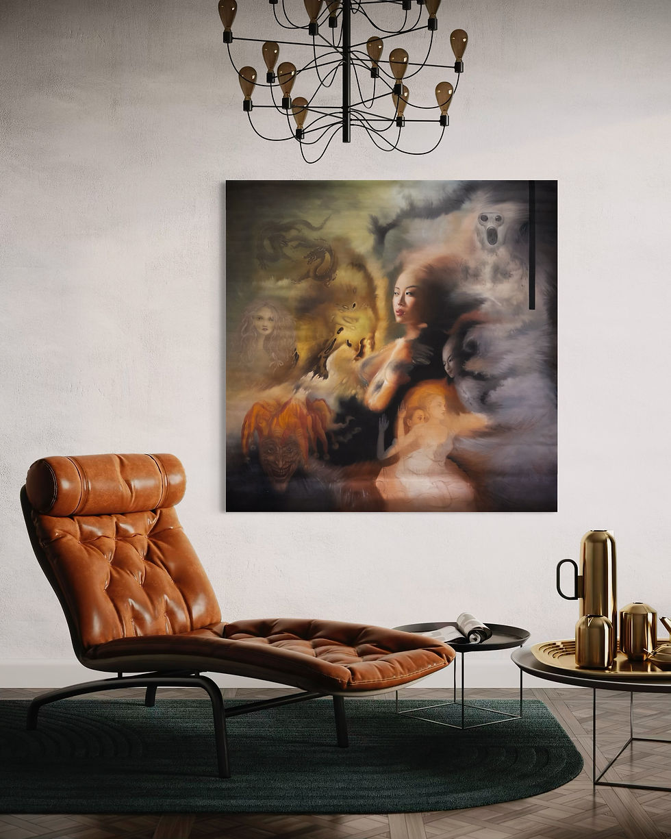 "The Dragons Fight" 160 x 160 cm, 63 x 63 in.
