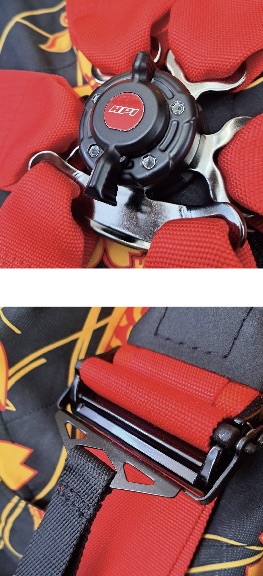 HPI 4/6-point harness buckle. Precision engineering for maximum safety.