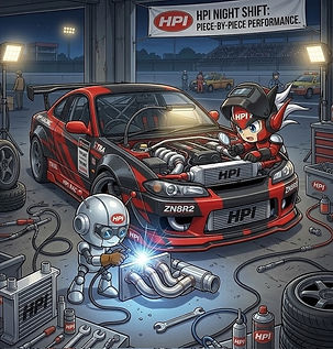 h_3.jpeg 案:HPI mascot characters with a red Nissan Silvia S15