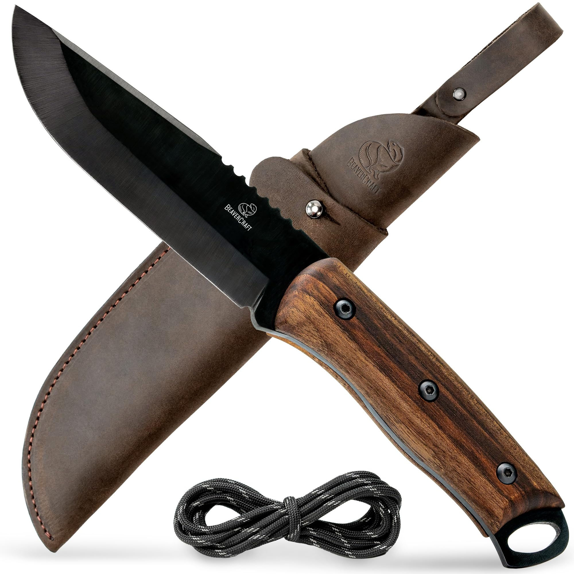 BeaverCraft Bushcraft Knife Full Tang Fixed Blade Camping Knife Survival Knife -