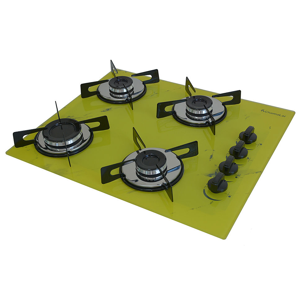 Miniatura: Fogão Cooktop PREMIUM 4 Bocas Ultra Chama - Marmorizado Amarelo
